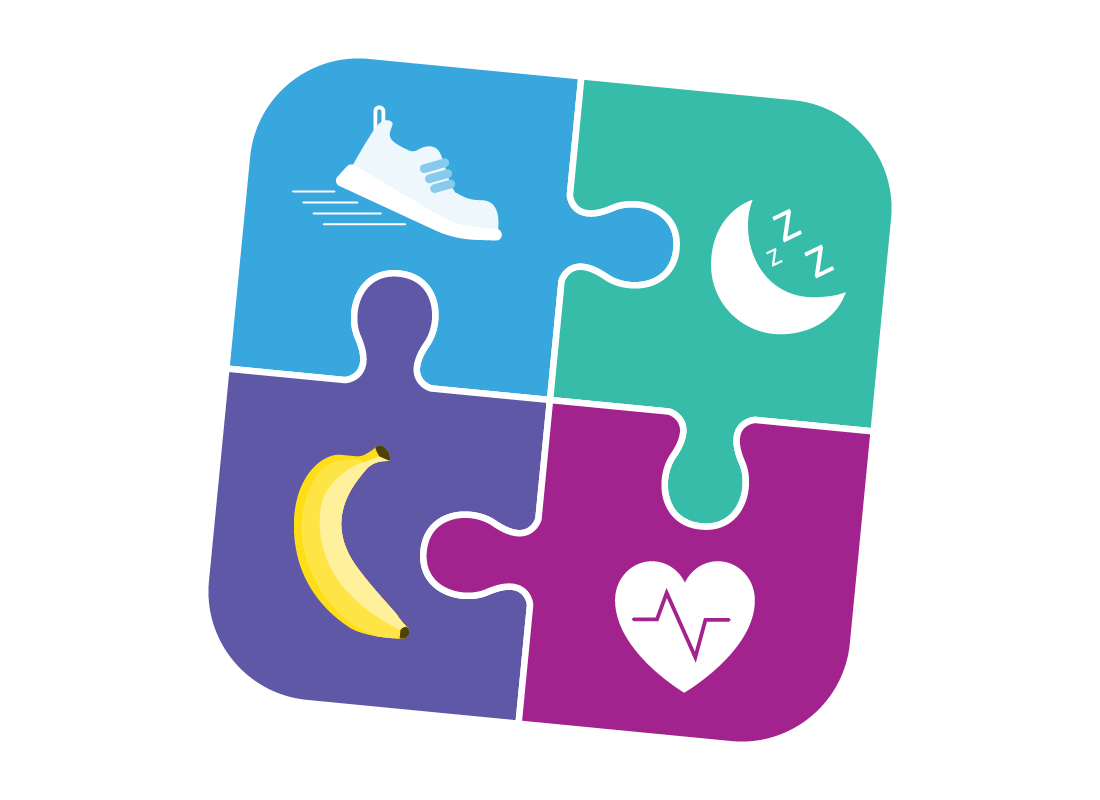 puzzle pieces with different aspects of health on them