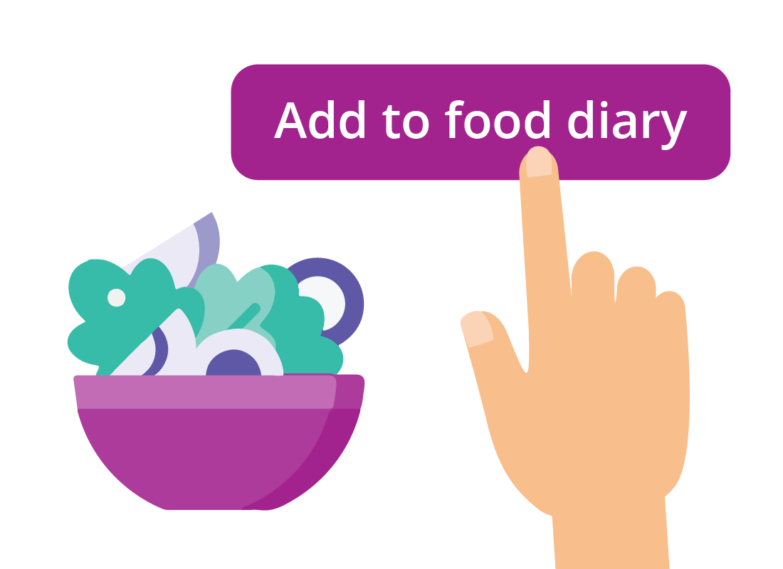 Tapping the Add to food diary icon and a salad bowl