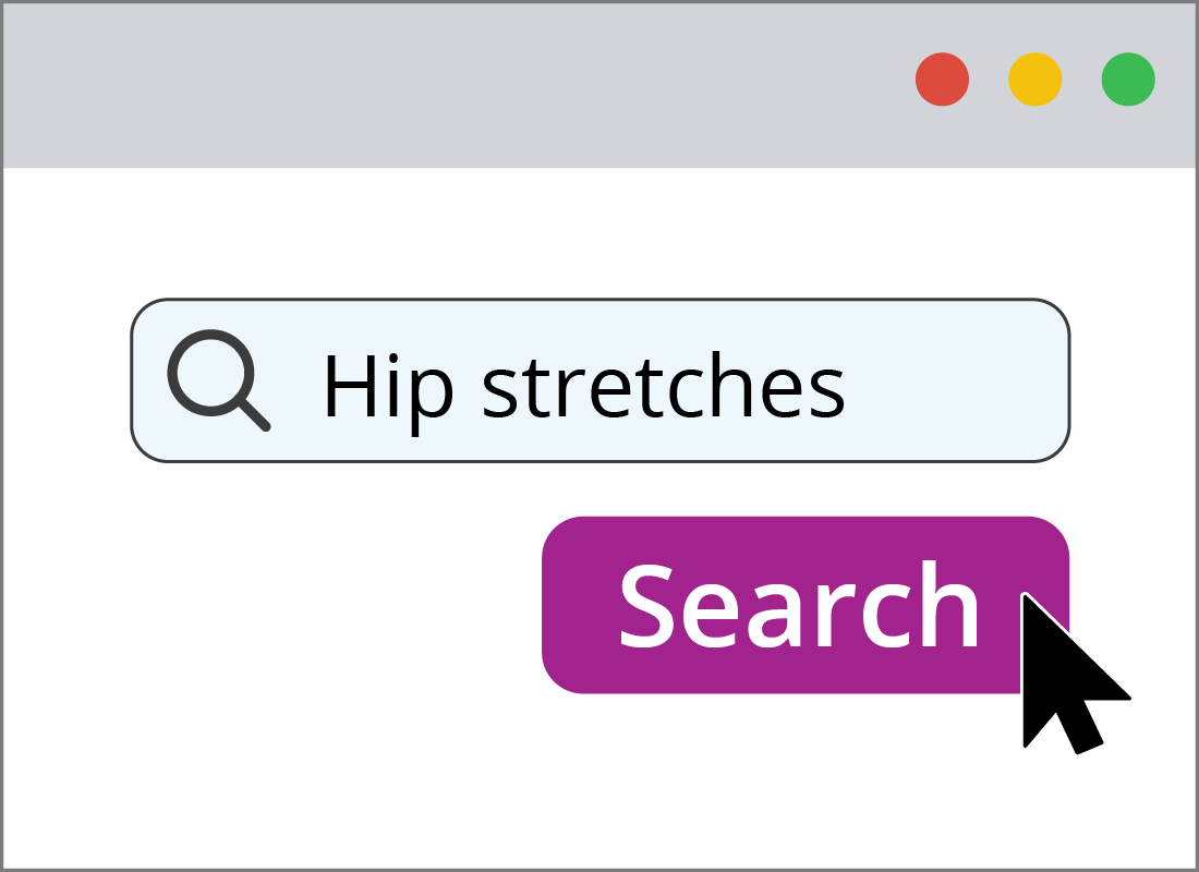 searching for hip stretches on the internet