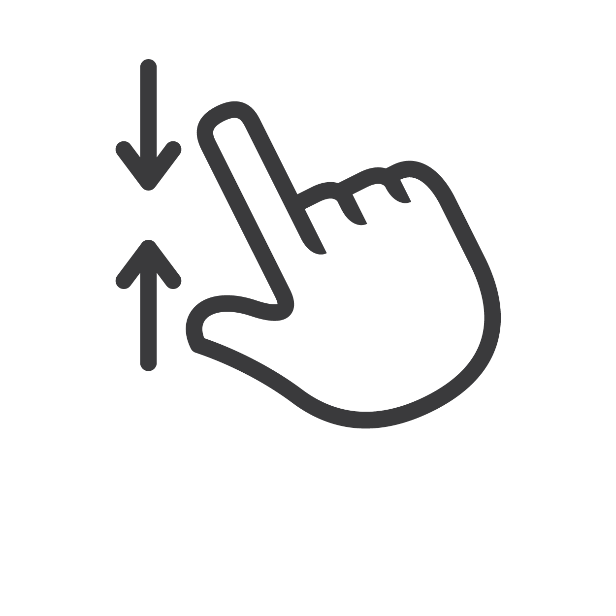Il gesto “pizzica per rimpicciolire” per diminuire lo zoom su un dispositivo smart