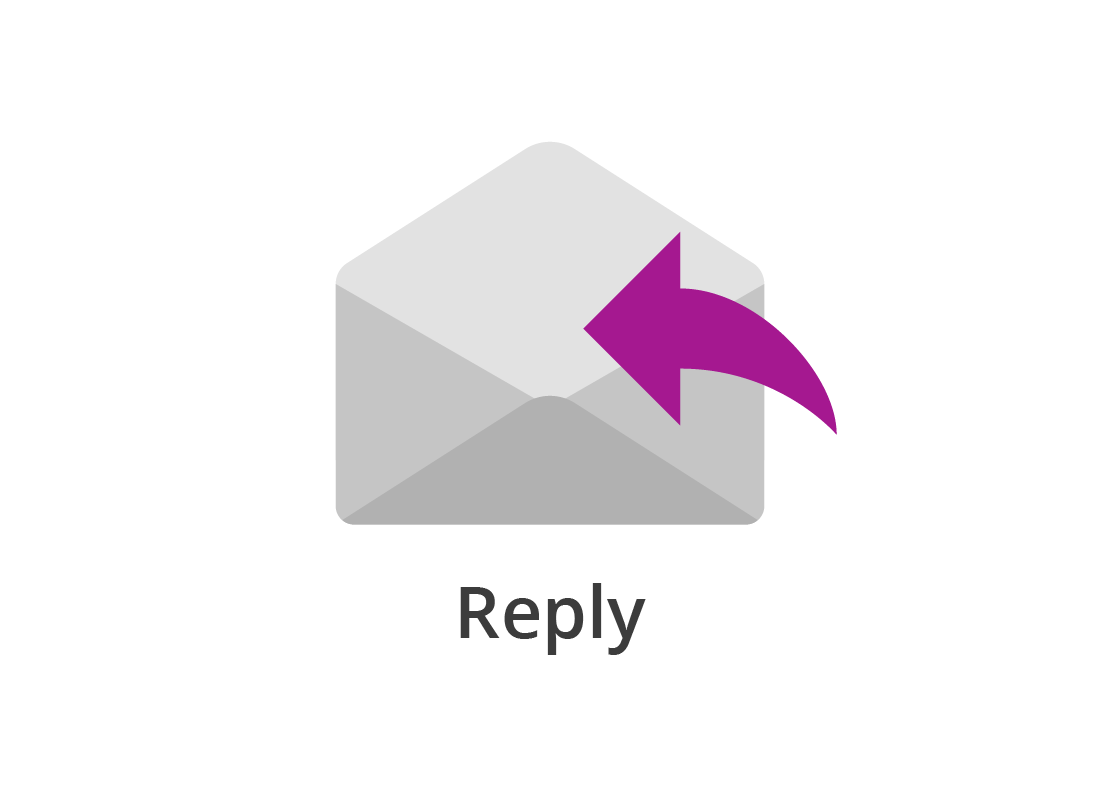 A typical email Reply icon showing an envelope and a curved, backwards-facing arrow