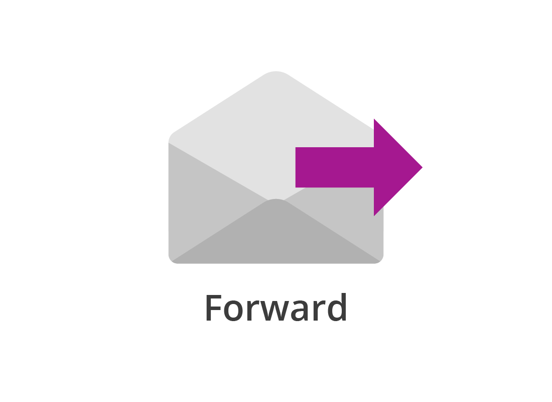 A typical email Forward icon showing an envelope and an arrow pointing to the right