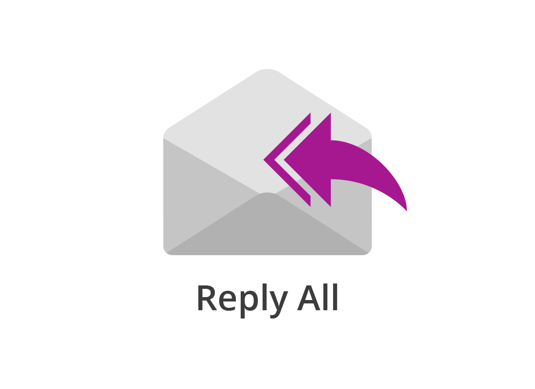 A typical email Reply all icon showing an envelope with a double, curved, backward-facing arrow