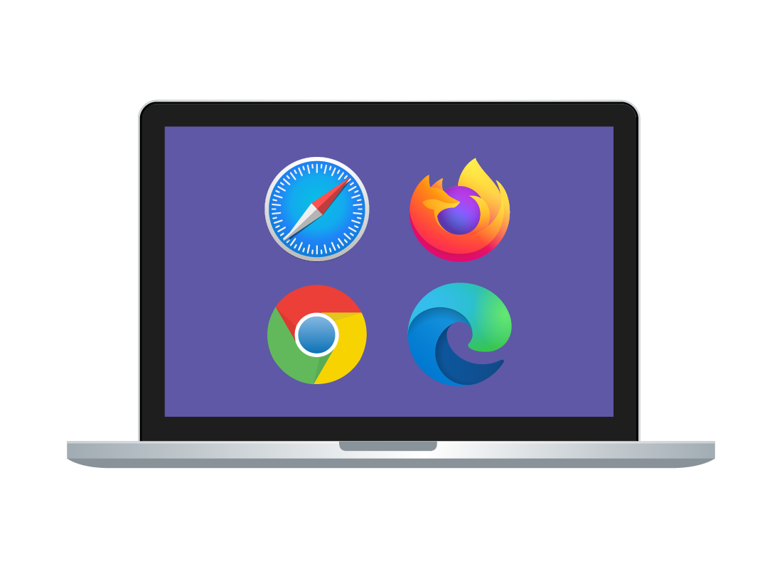 The Safari, Firefox, Chrome and Edge logos