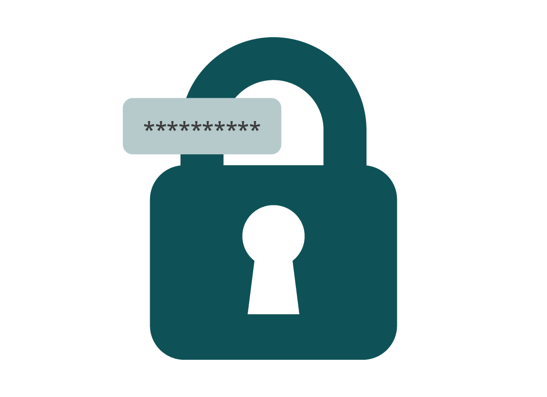 An illustration of a password and a padlock together