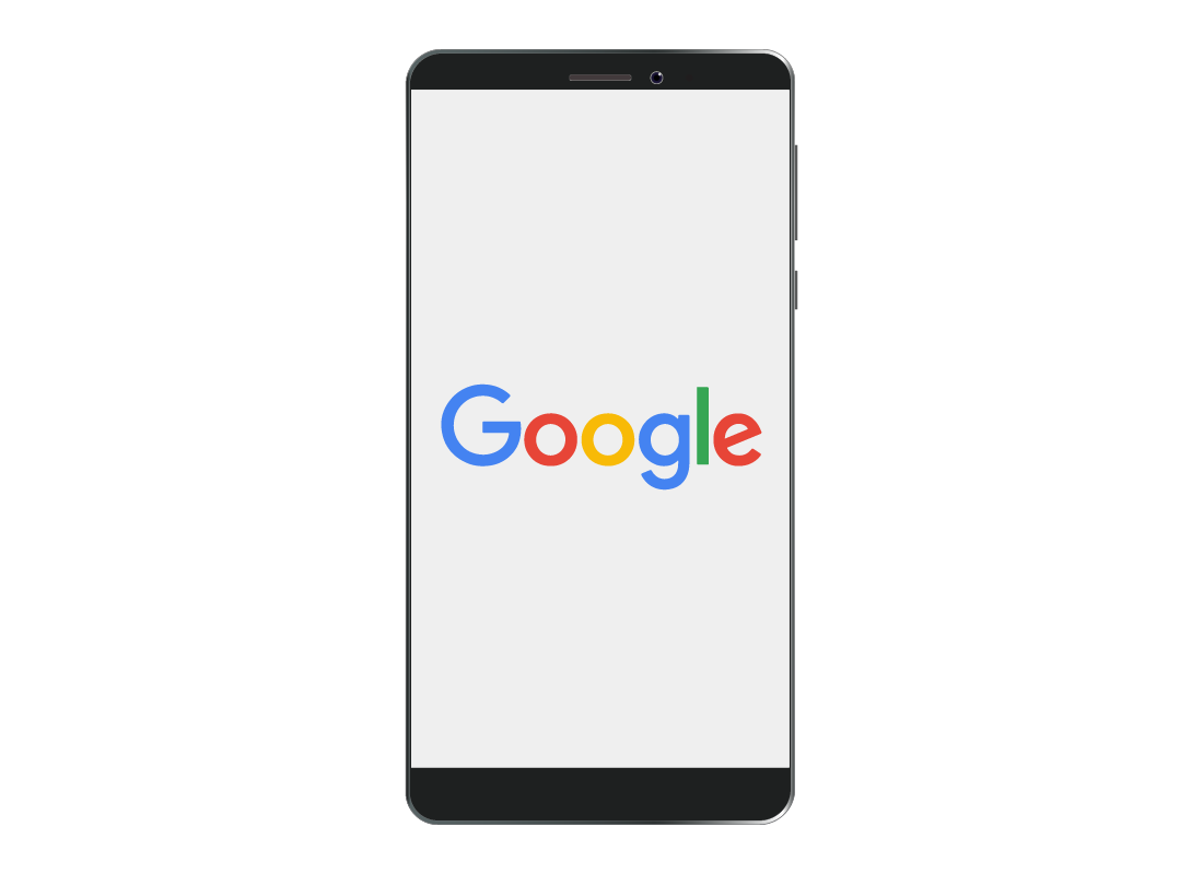 An Android phone displaying the Google logo