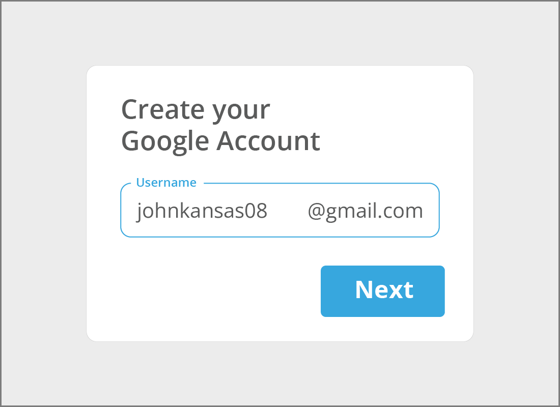 The Create Your Google Account panel