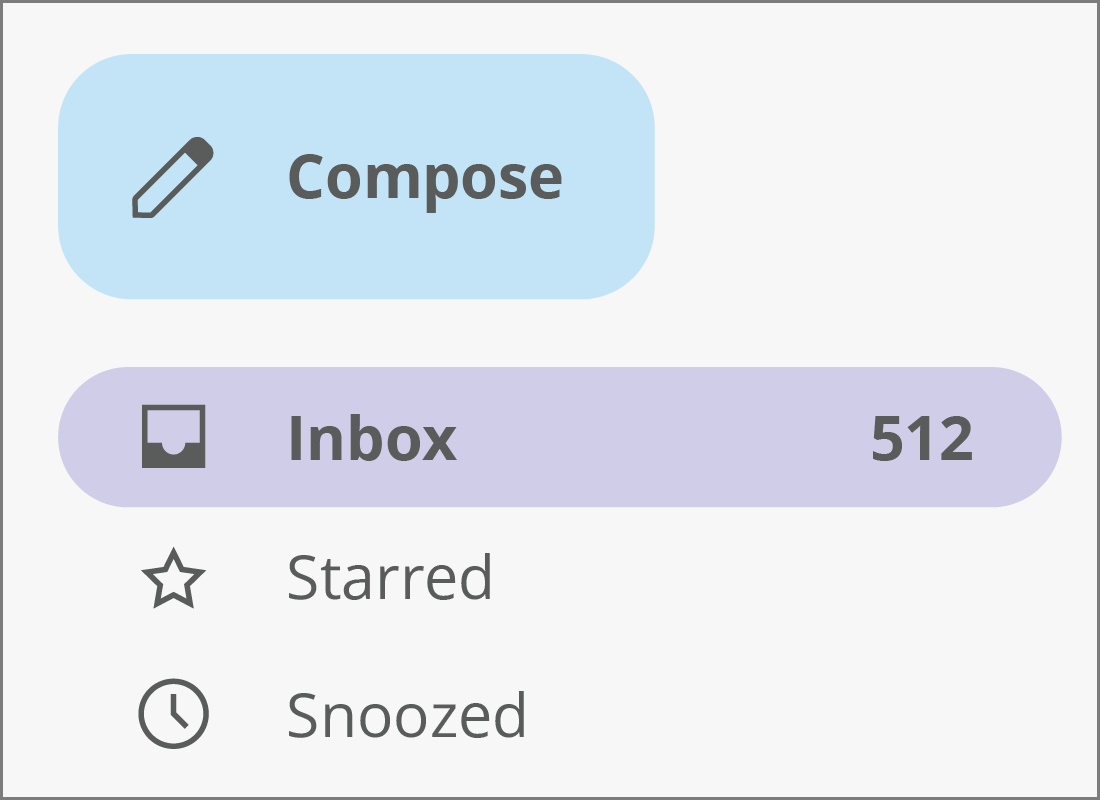 An example of a Gmail Inbox button showing there are 512 emails in the Inbox