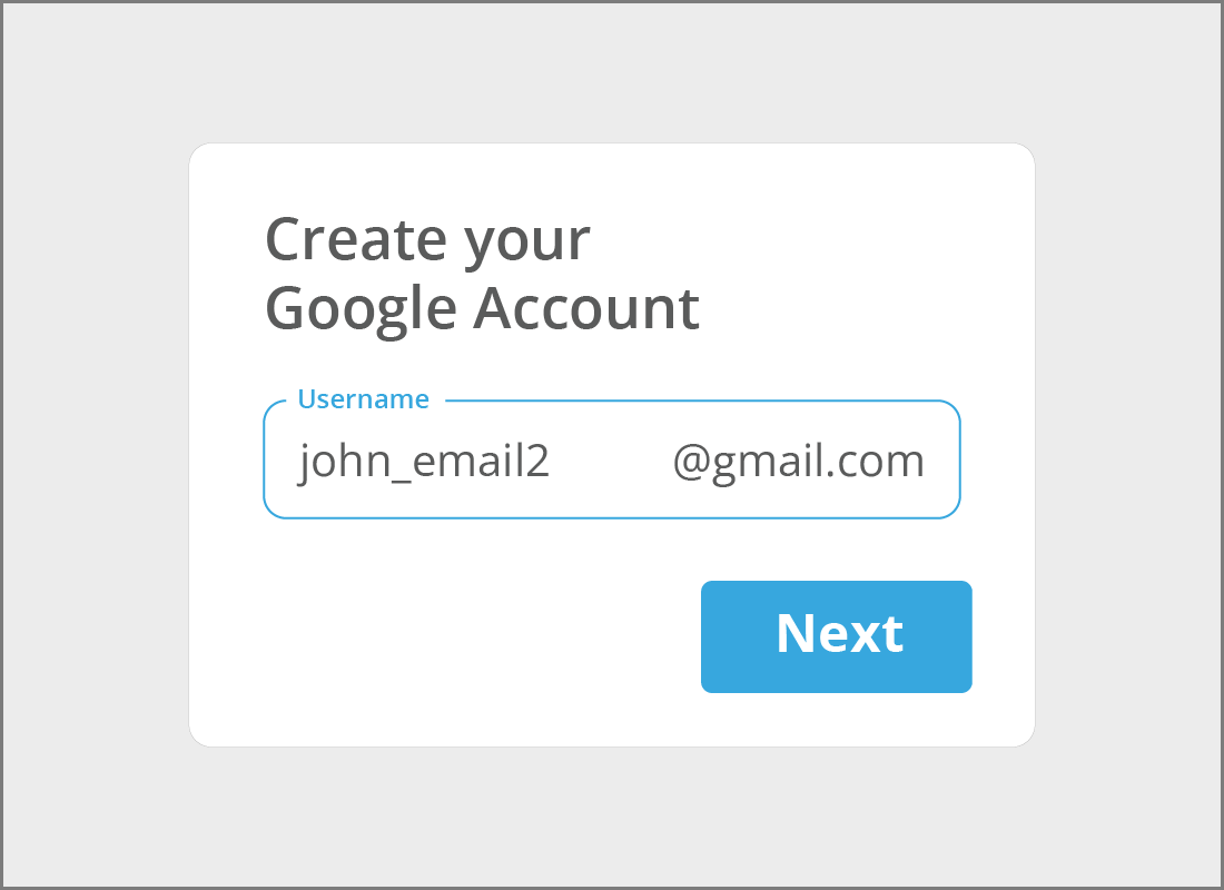 An example of a new Gmail account set up for john_email2@gmail.com