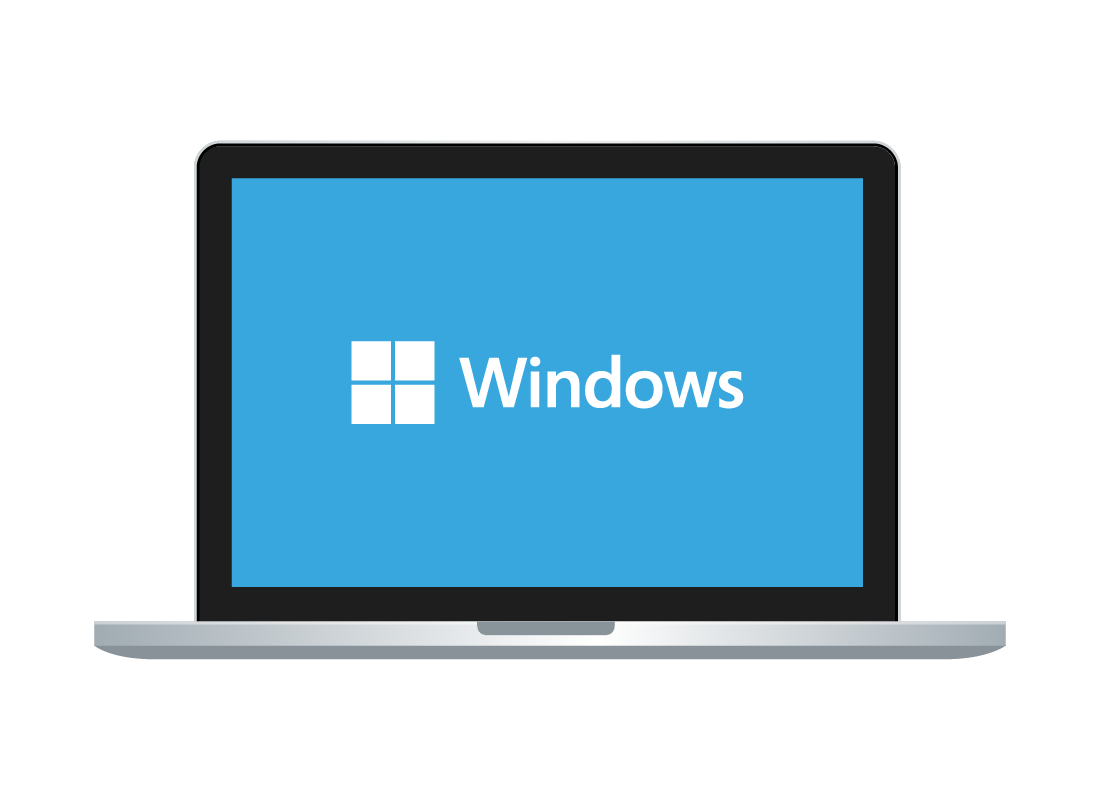 A laptop computer screen displaying the Windows logo