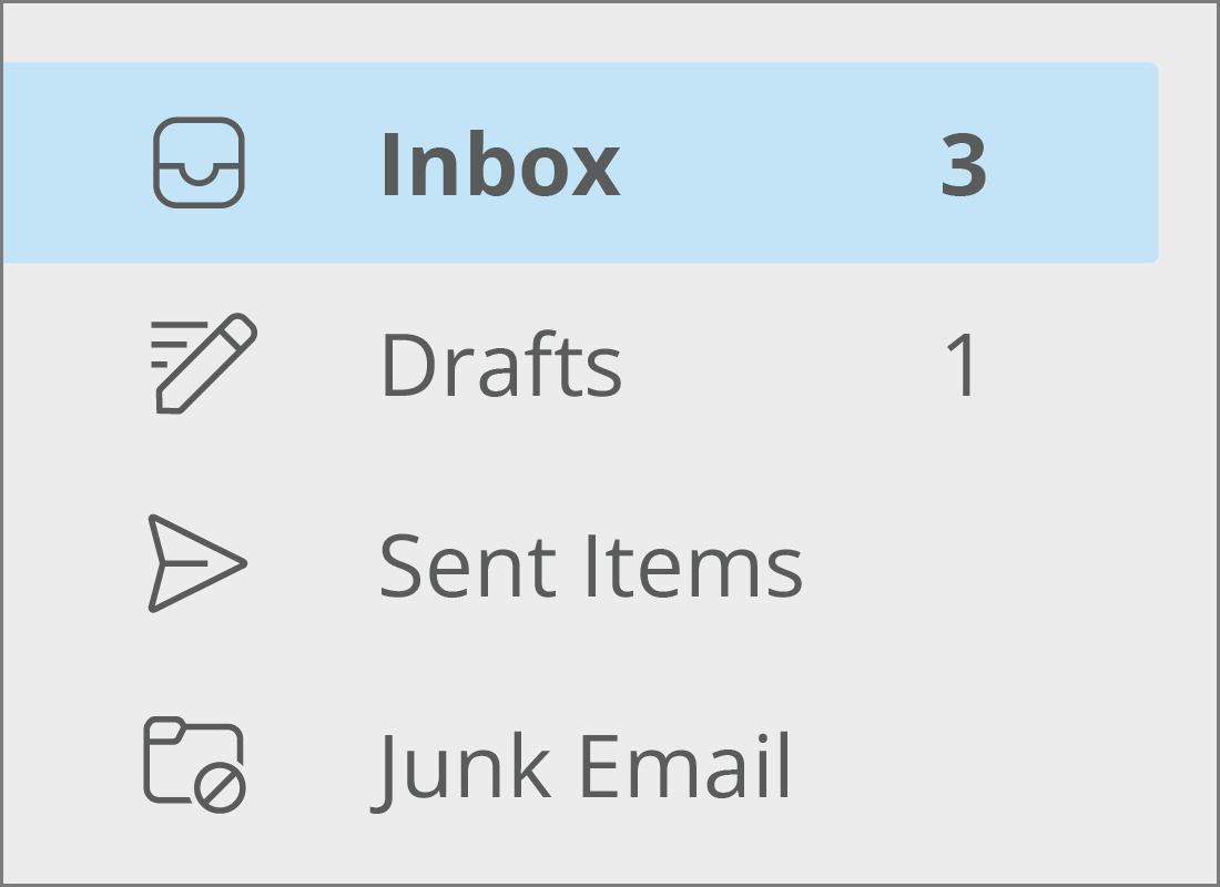 An illustration of the Outlook Inbox menu