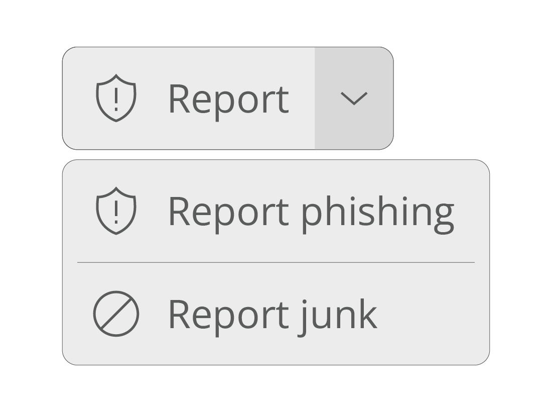 The Outlook Report phishing and Report junk buttons