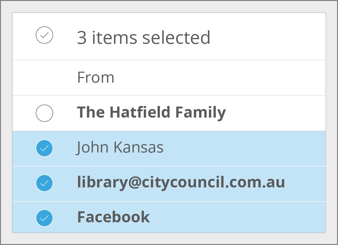 An illustration of three selected emails ready to archive