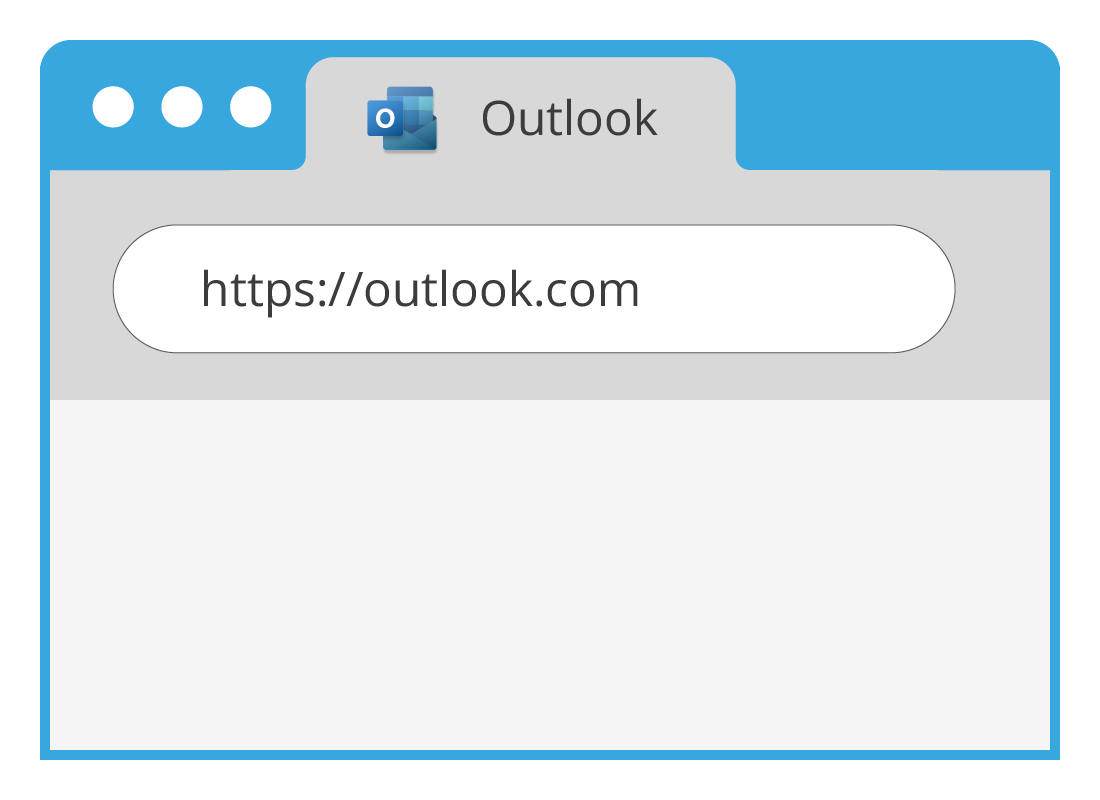 A close up of a browser address bar showing the outlook.com web address