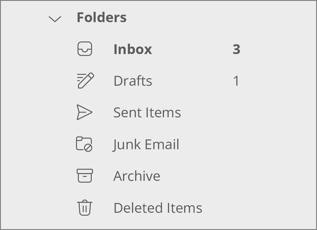 The Outlook left-hand menu options including Junk Email and Archive