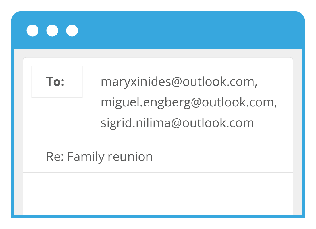 An email header showing three recipient addresses