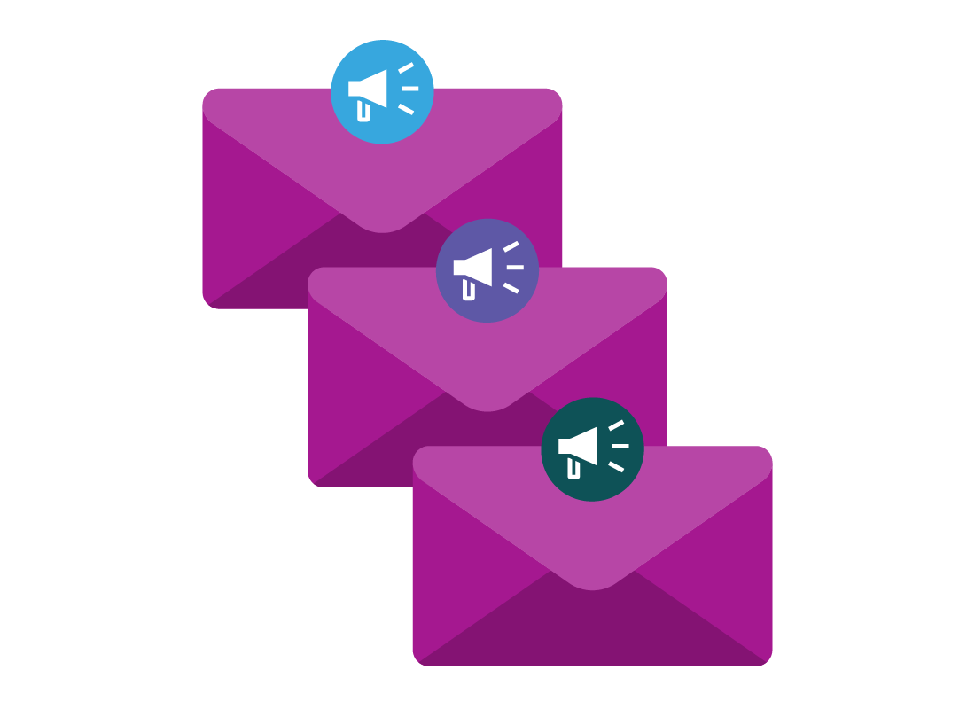 An illustration of some newsletter type emails
