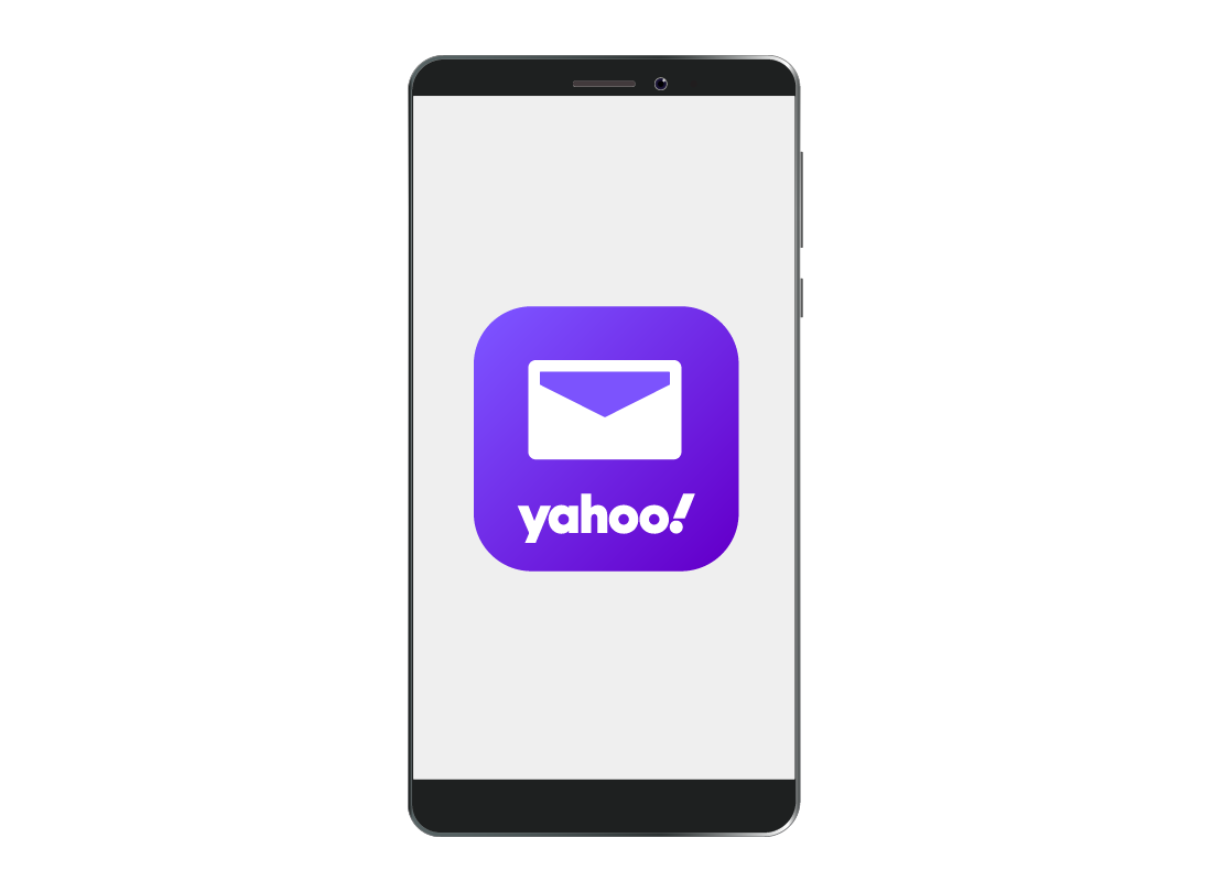 An Android mobile phone showing the Yahoo Mail app