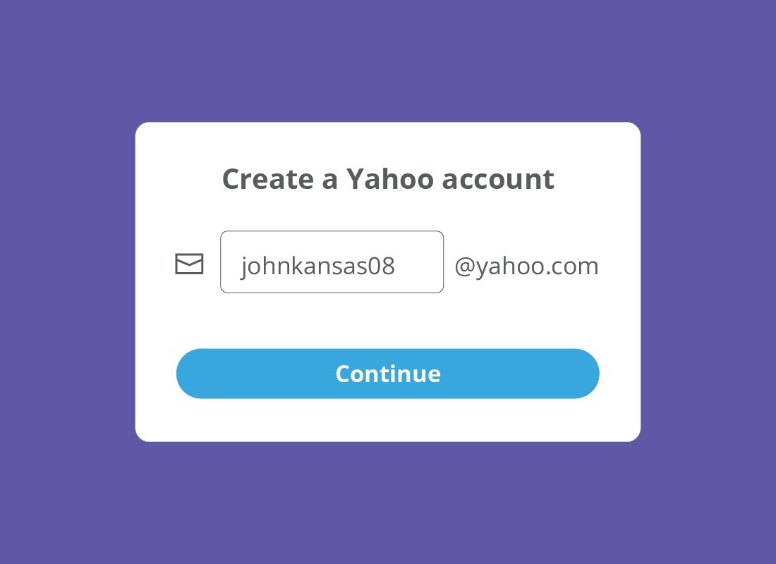 The Create a Yahoo account username text field