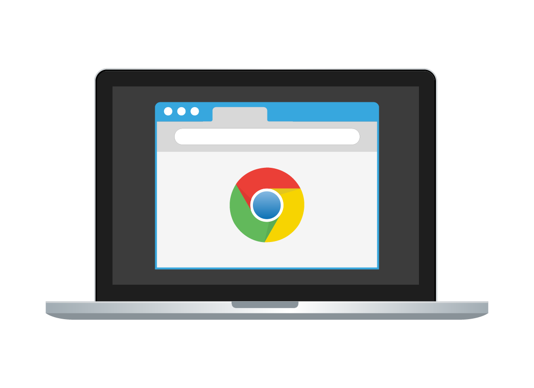 An illustration of a laptop computer using the Chrome browser