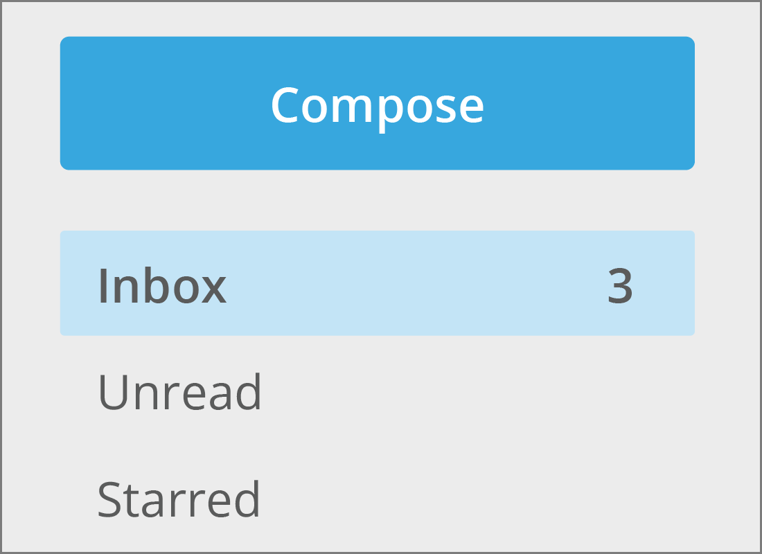 The Yahoo Mail Inbox menu, showing 3 emails are in the Inbox