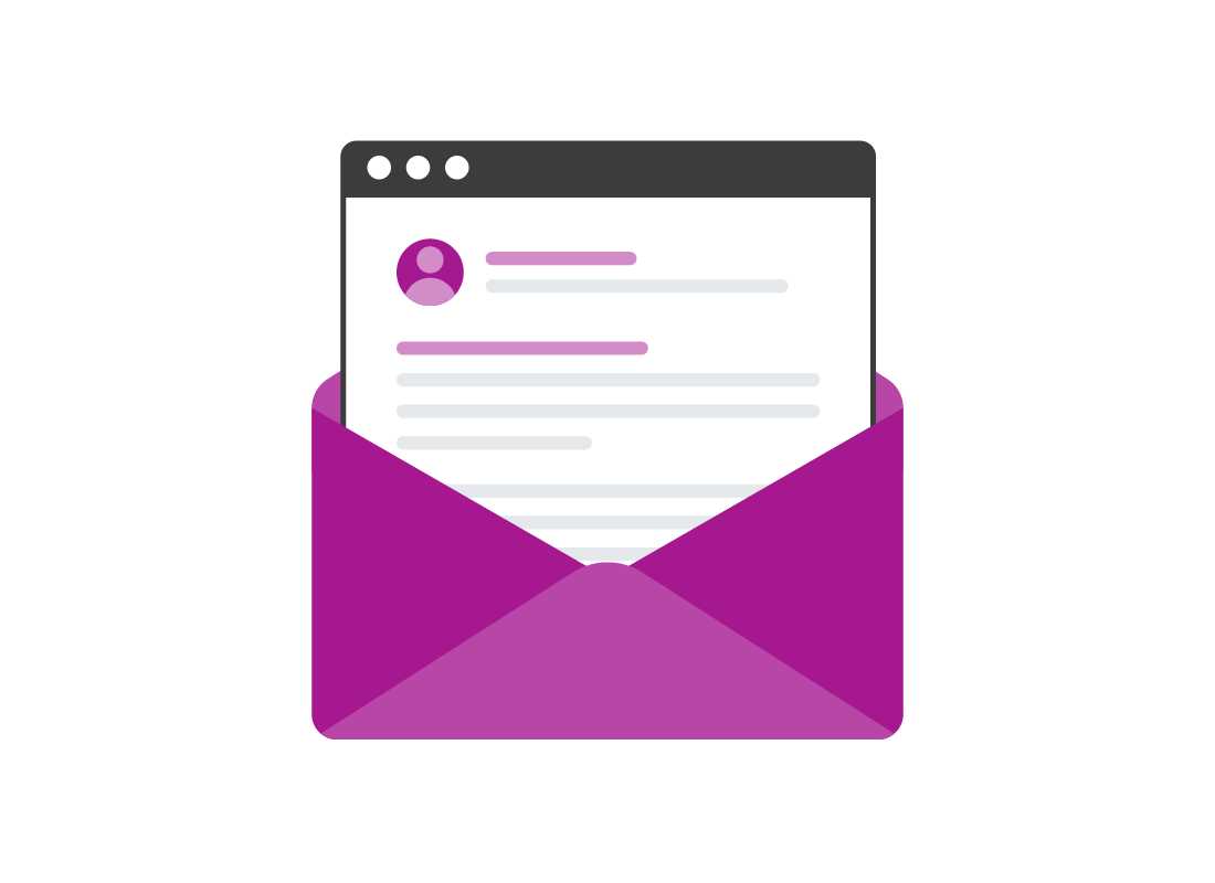 An illustration of an email popping out of an envelope