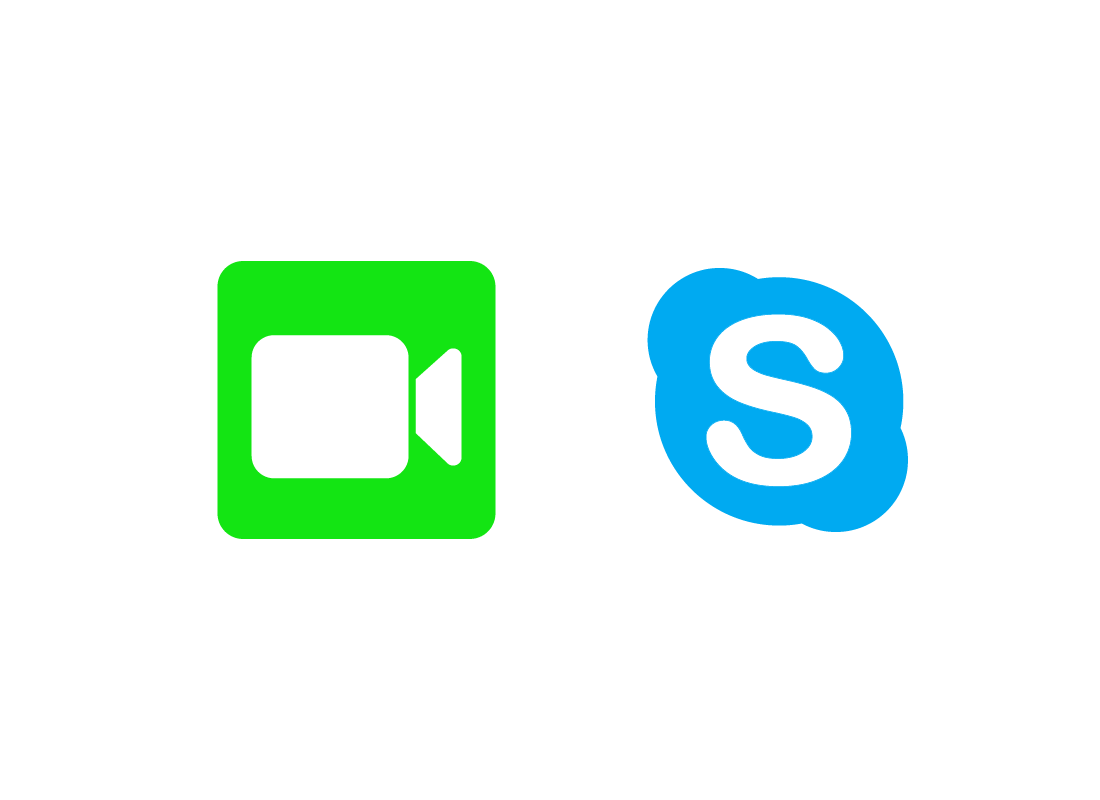 Icons for FaceTime and Skype - two popular video chat tools