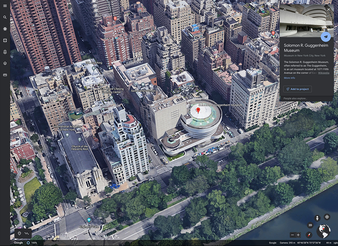 A screenshot of the Guggenheim Museum location taken from Google Arts & Culture